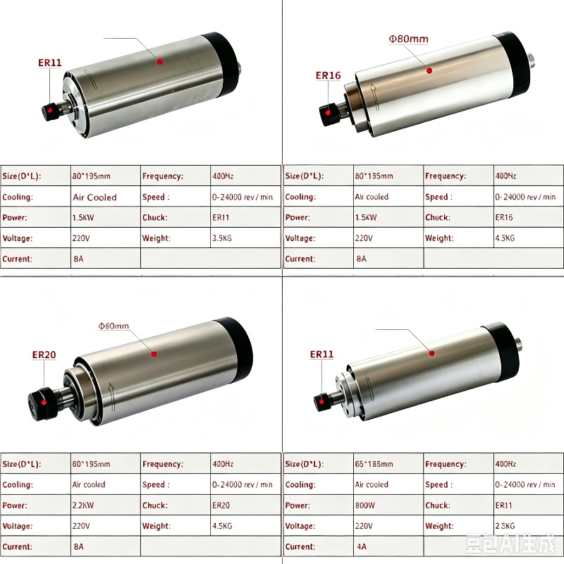 CNC Air Cooled 800W 1500W 2200 - Er20 Collet Chuck Spindle Motor 220V recension och pris